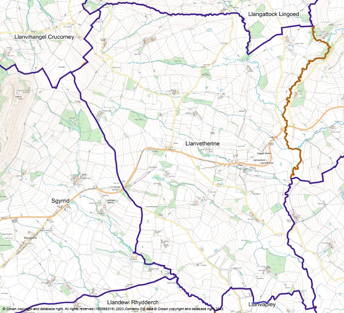 Llanvetherine boundary map